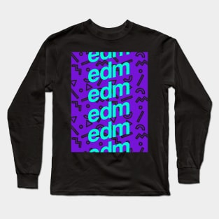 Retro 90s Vaporwave EDM Pattern Long Sleeve T-Shirt